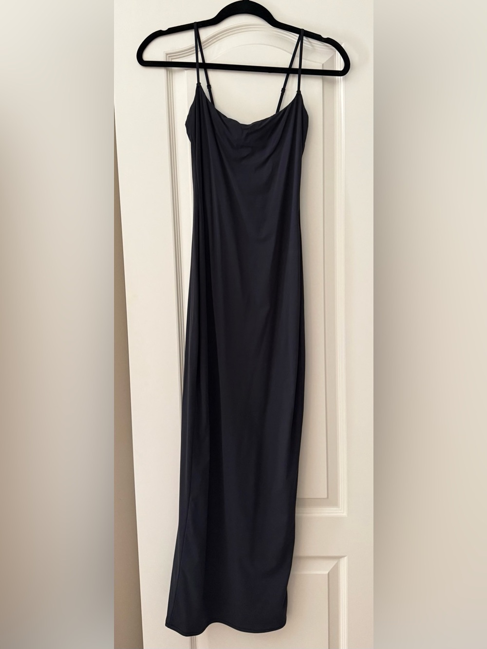 SKIMS Black Maxi Slip Skirt with Spaghetti Straps
